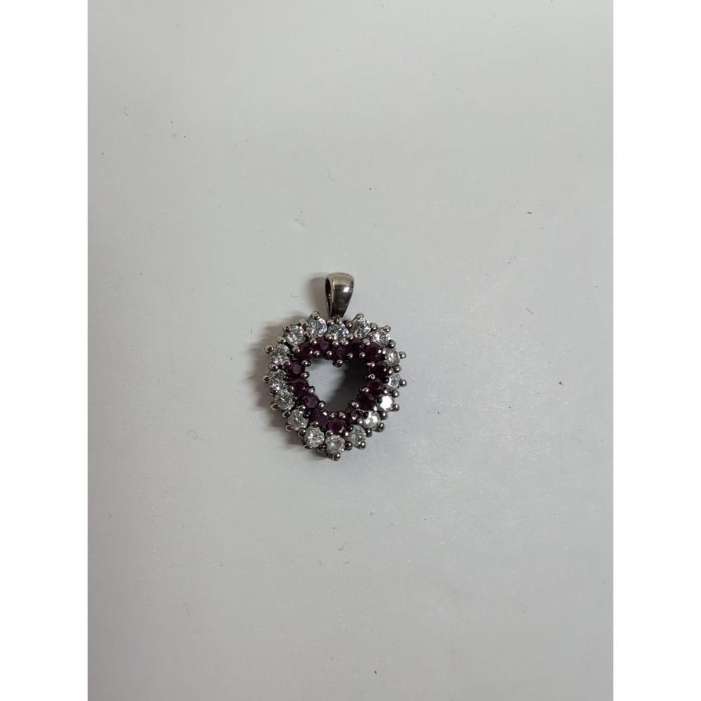 Designer Sterling Silver Garnet + CZ Heart Pendant